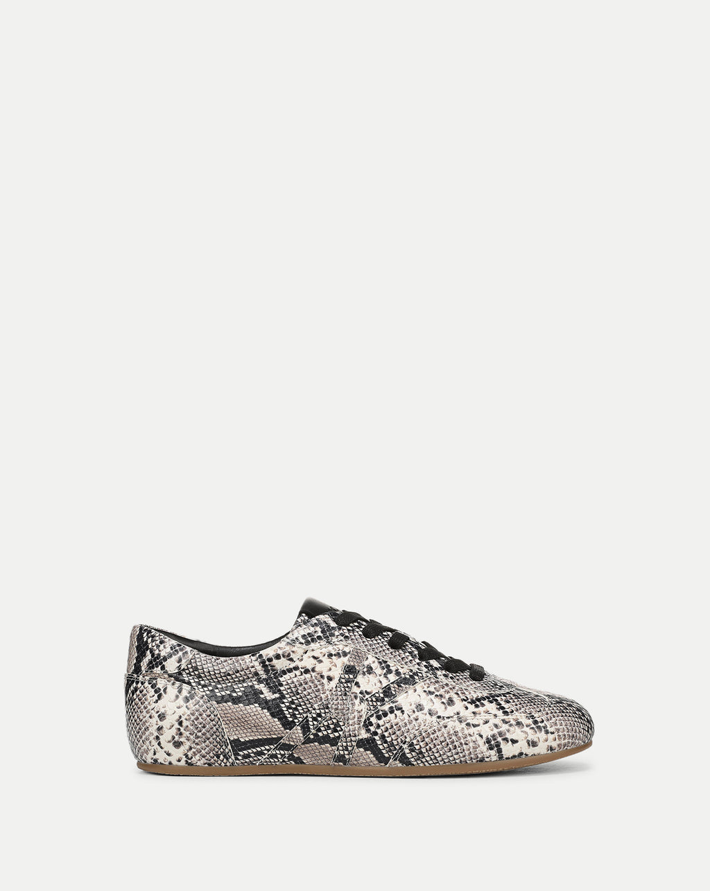 Veronica Beard Snakeskin print leather low-top sneaker with laces.