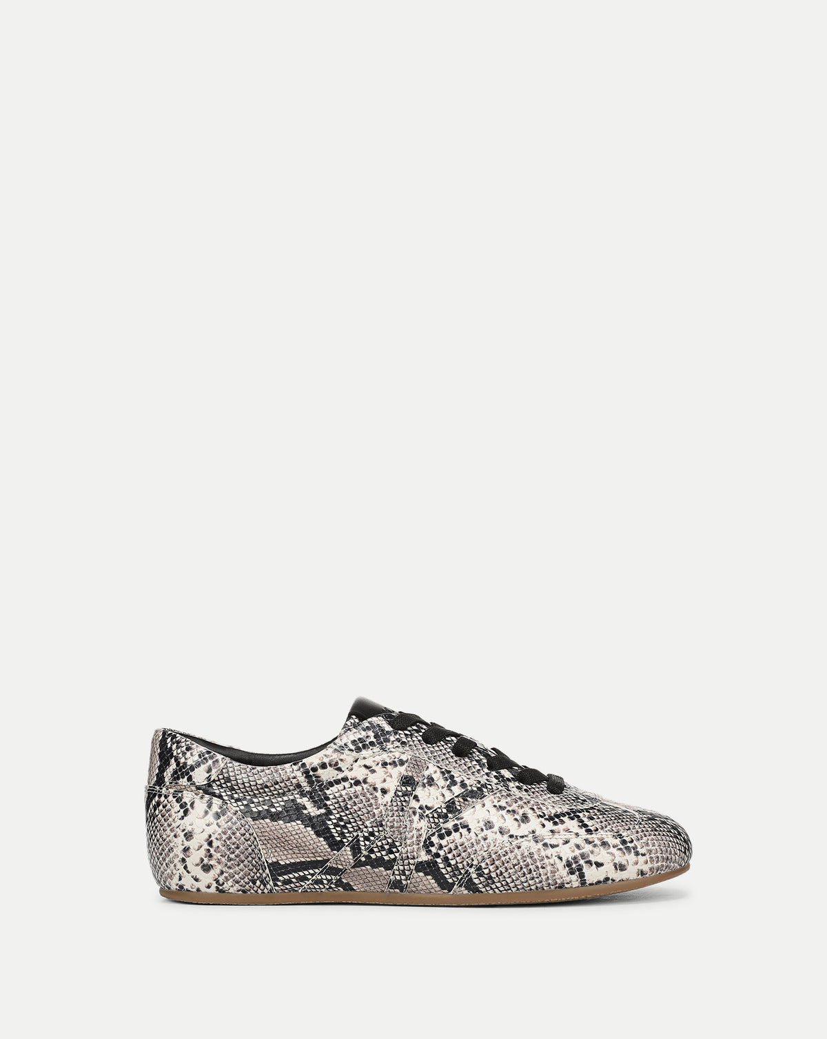 Veronica Beard Snakeskin print leather low-top sneaker with laces.