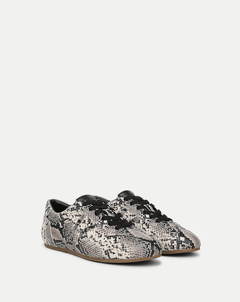 Veronica Beard Snakeskin print leather low-top lace-up sneakers.