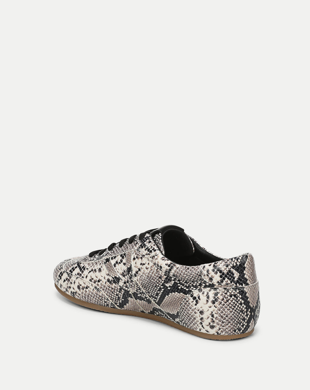 Veronica Beard Beige snakeskin print leather low-top sneaker.