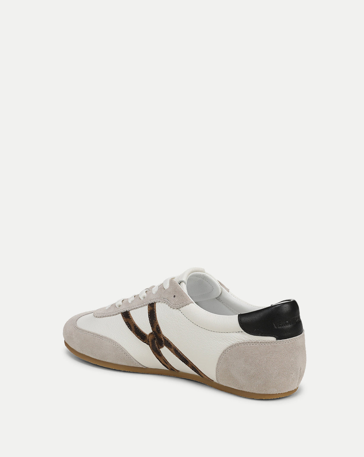 Veronica Beard White leather and suede low-top sneakers.