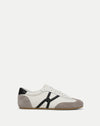 Veronica Beard White leather and suede low-top sneaker.