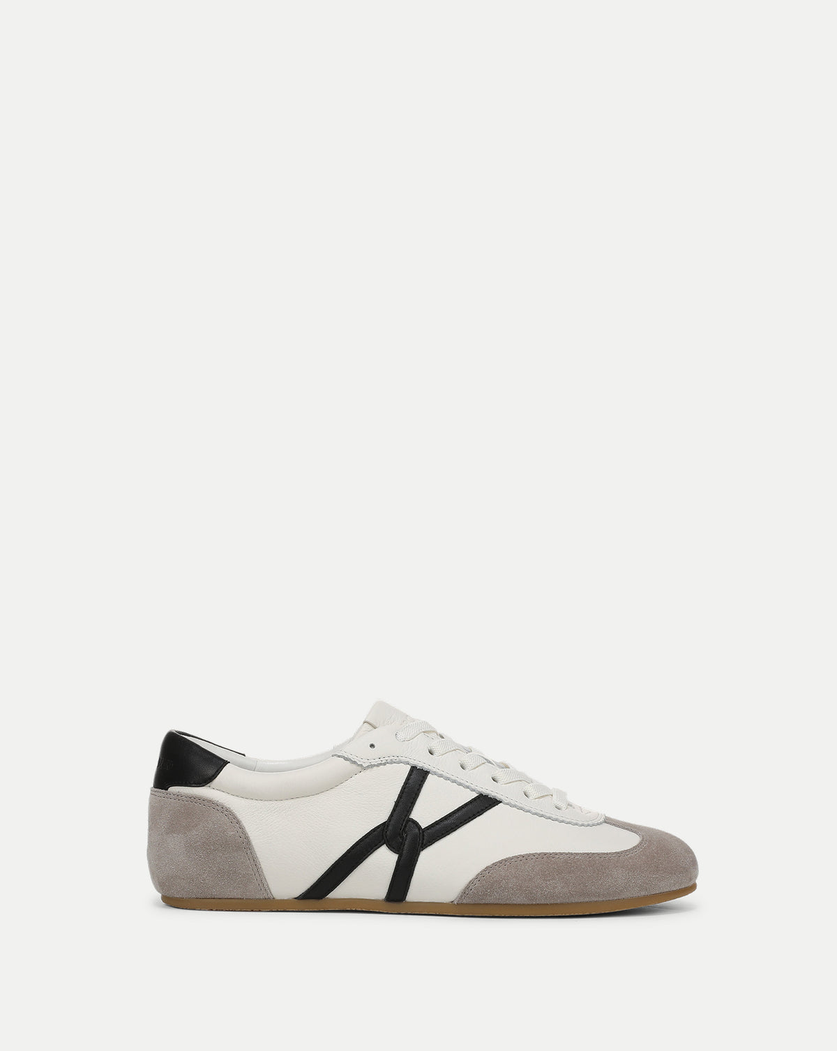 Veronica Beard White leather and suede low-top sneaker.