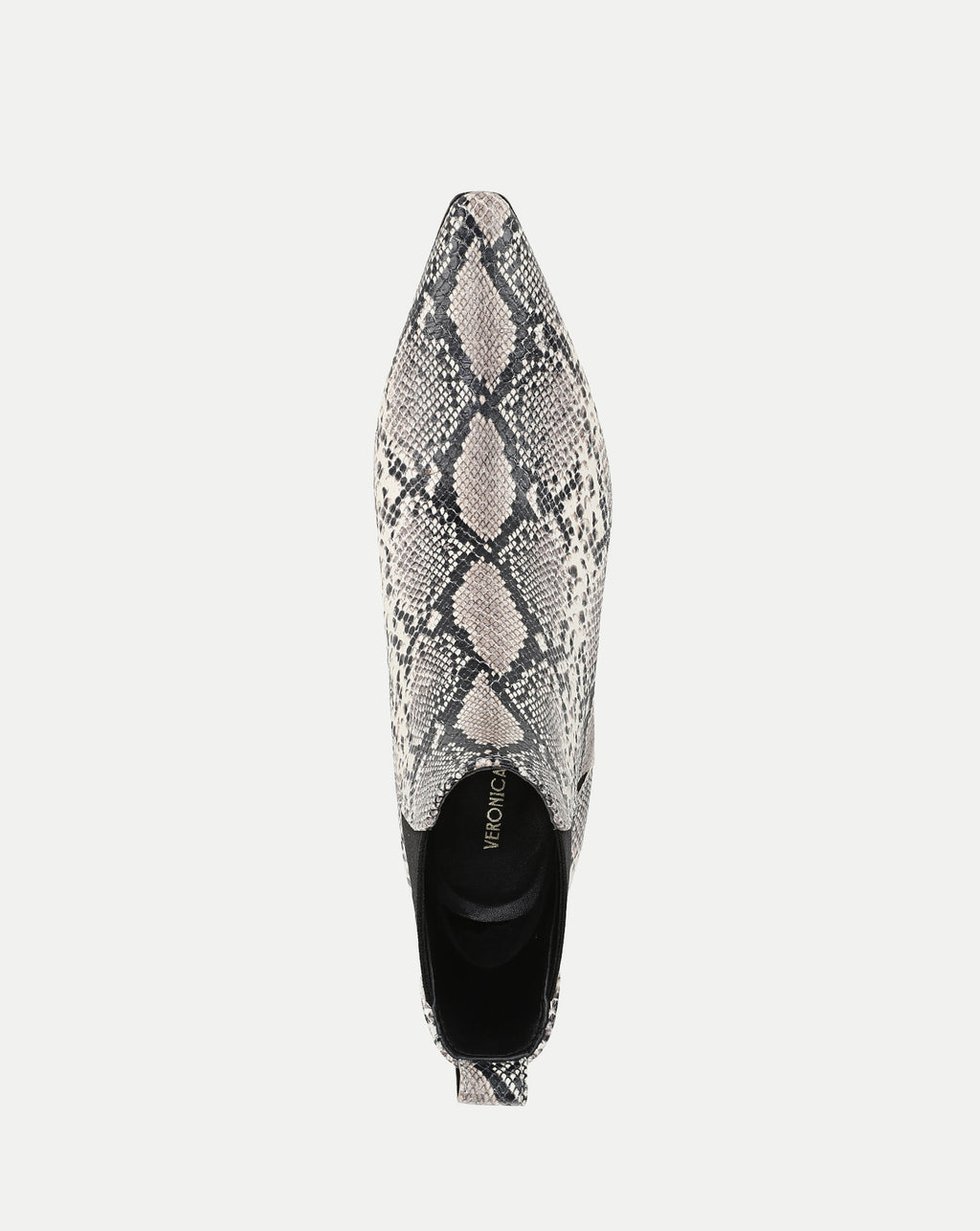 Veronica Beard Grey snakeskin pointed-toe leather ankle boot.