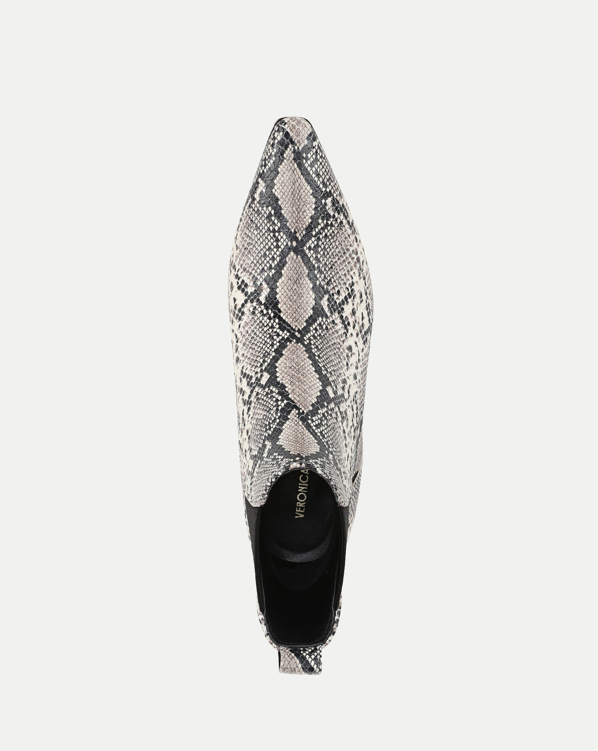 Veronica Beard Grey snakeskin pointed-toe leather ankle boot.