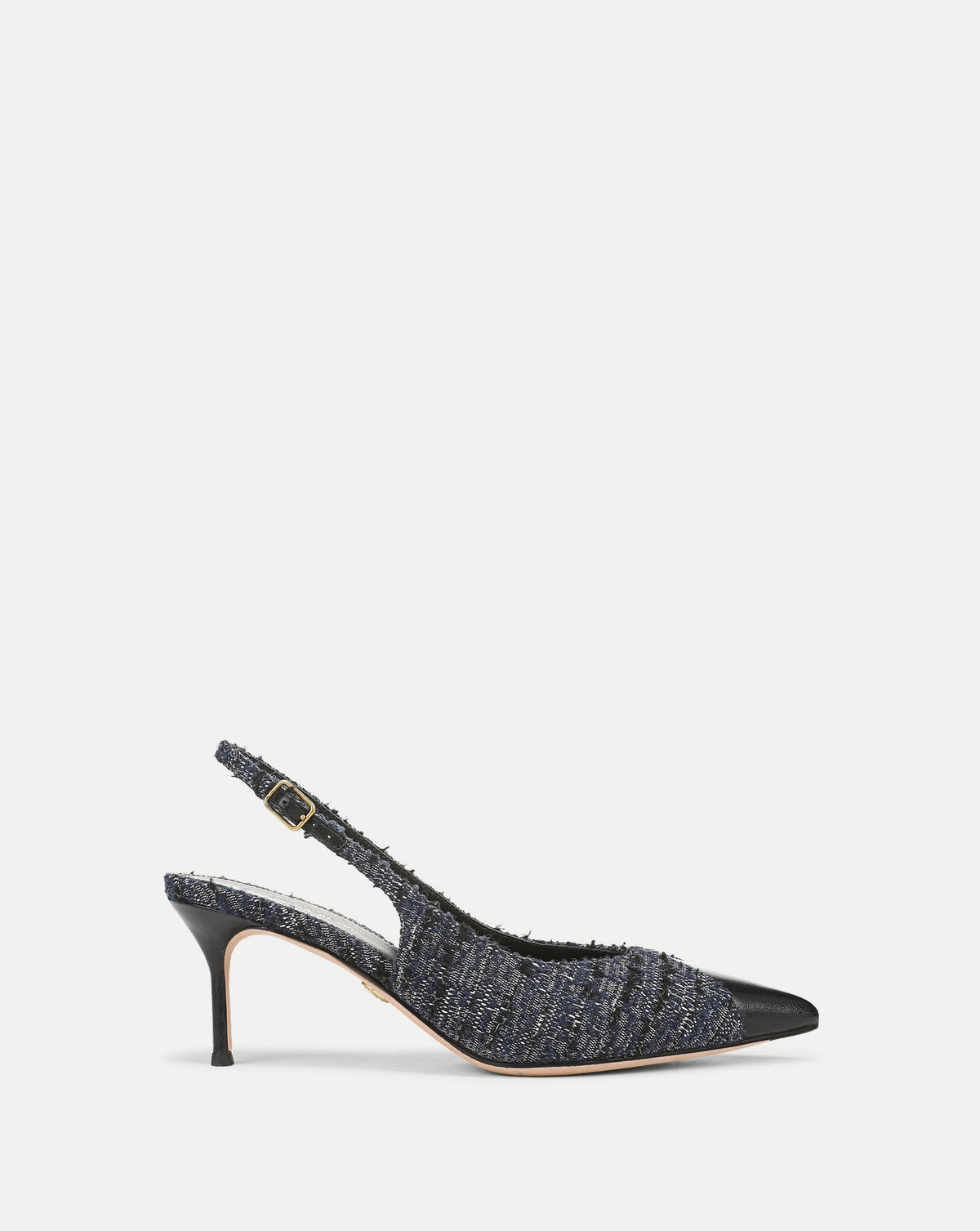 Veronica Beard Blue tweed slingback pump with black toe.