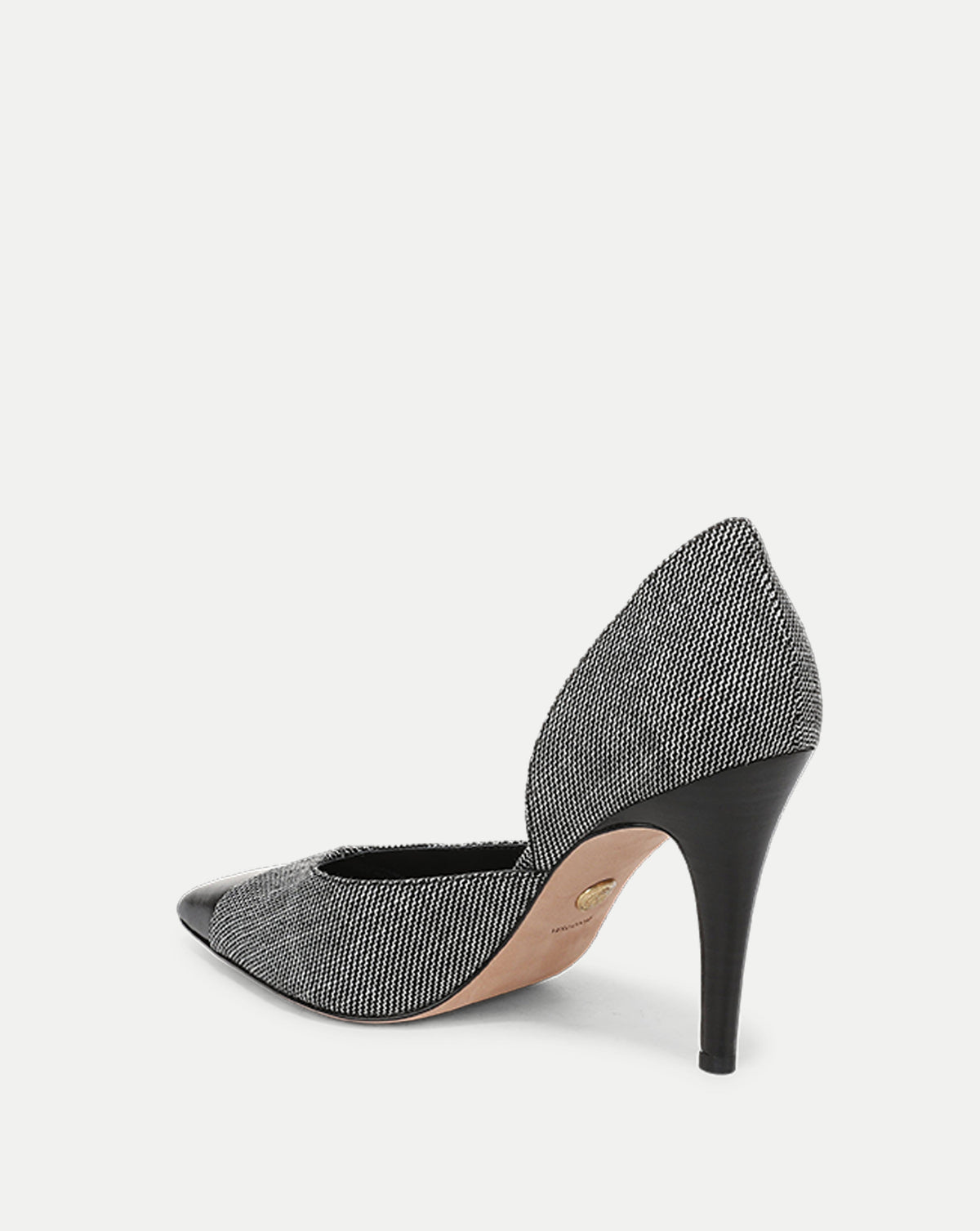 Veronica Beard Black and white tweed high heel shoe.