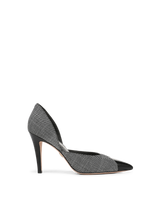 Veronica Beard Black and white tweed pointed-toe stiletto pump.