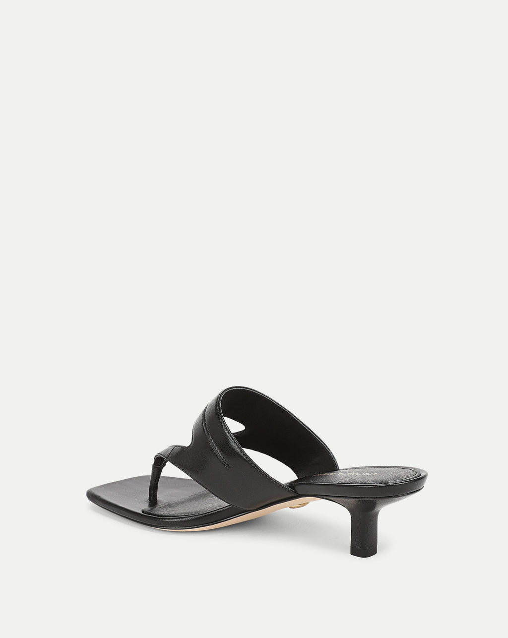 Veronica Beard Black leather thong kitten heel mule sandal.