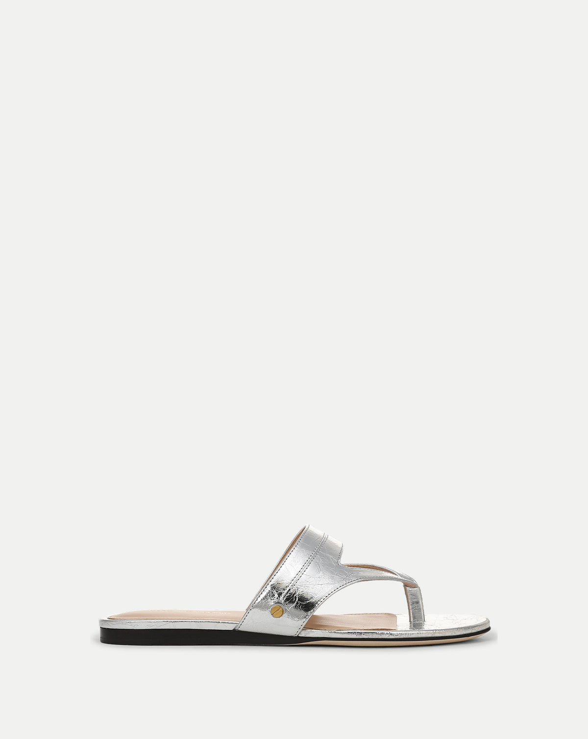 Veronica Beard Silver metallic leather flat thong sandal.