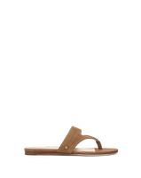 Veronica Beard Brown suede thong sandal with flat sole.
