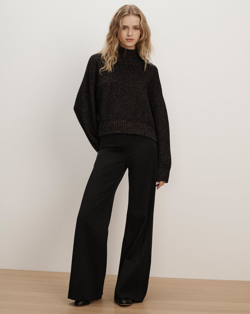 Veronica Beard Black metallic mock-neck knit sweater.