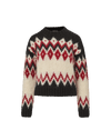 Veronica Beard Black, red, and cream patterned wool sweater.