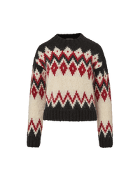 Veronica Beard Black, red, and cream patterned wool sweater.