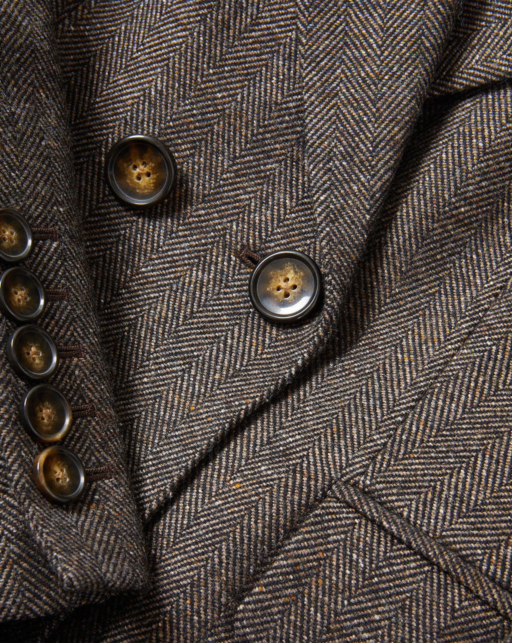 Veronica Beard Brown tweed herringbone blazer with tortoiseshell buttons.