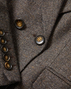 Veronica Beard Brown tweed herringbone blazer with tortoiseshell buttons.