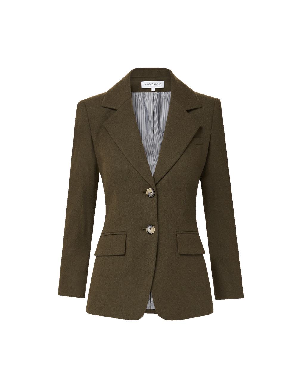 Veronica Beard Olive green fitted wool blend tailored blazer.