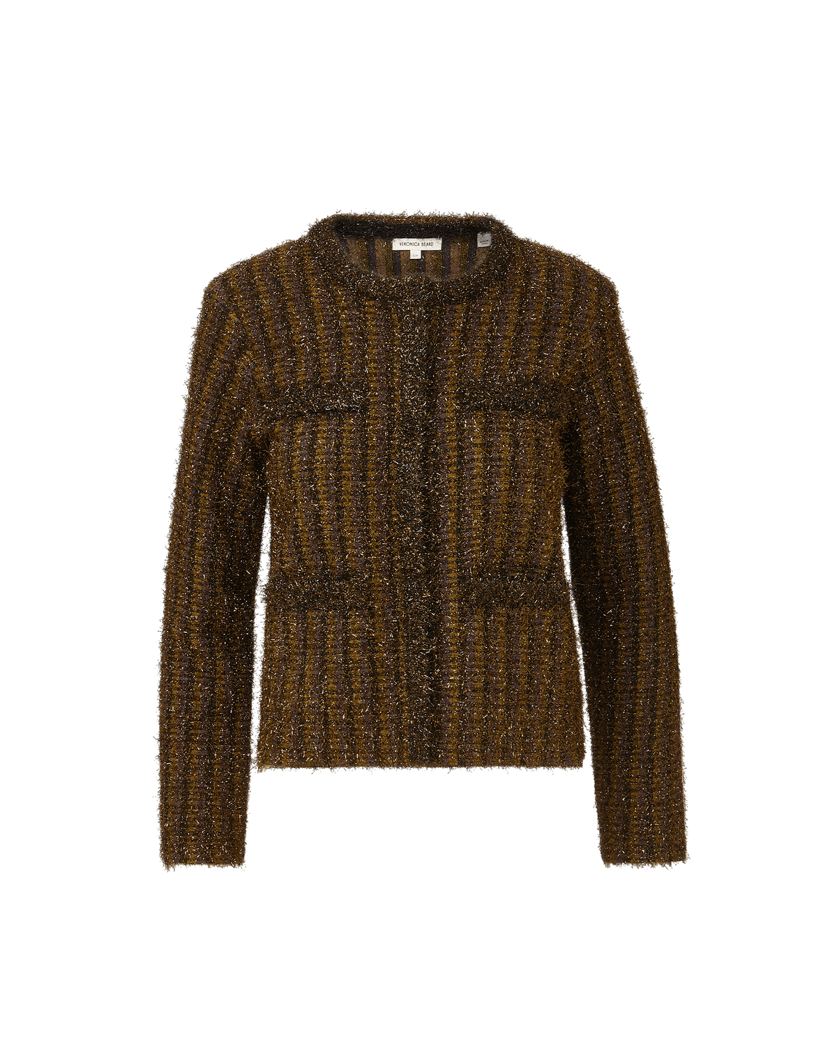 Veronica Beard Brown textured tweed jacket with metallic threads.