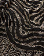 Veronica Beard Black garment with silver beaded fringe detail.