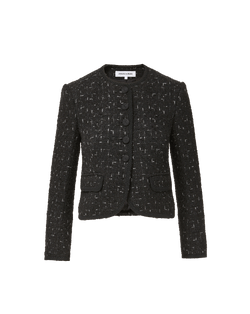Veronica Beard Black tweed jacket with front buttons.