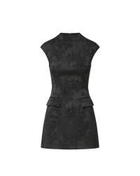 Veronica Beard Black floral brocade sleeveless mini dress.