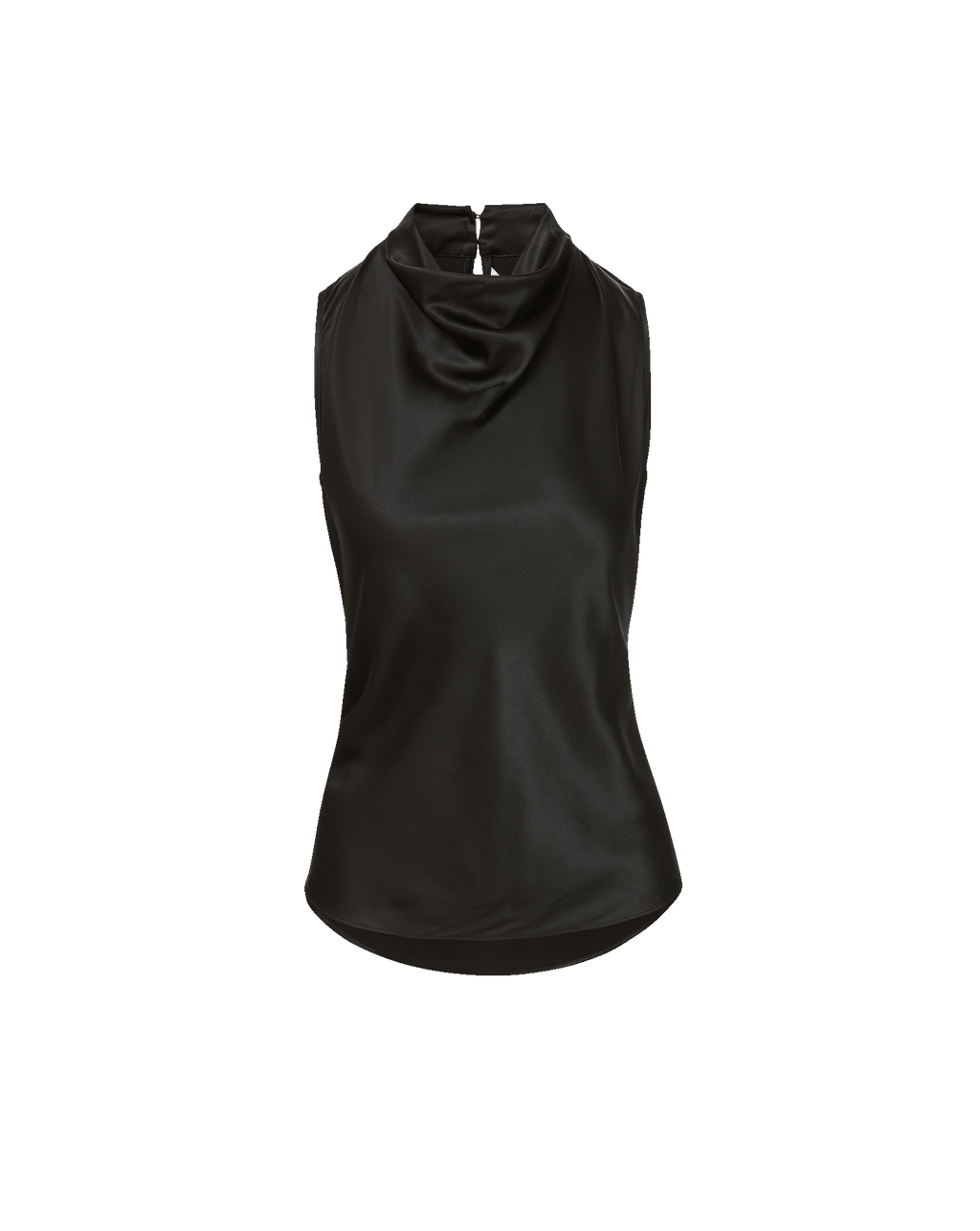Veronica Beard Black satin sleeveless cowl neck top.