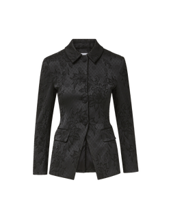 Veronica Beard Black floral brocade buttoned blazer jacket.