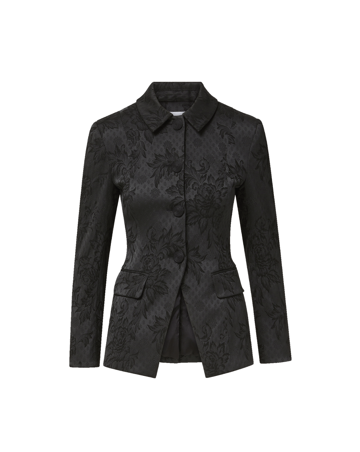Veronica Beard Black floral brocade buttoned blazer jacket.