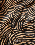 Veronica Beard Black and tan zebra print textured button-down coat.