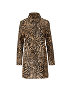 Veronica Beard Brown zebra-print leather button-up coat.