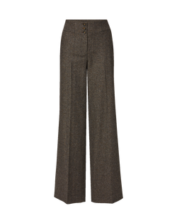 Veronica Beard Brown tweed wide-leg pants with buttons.