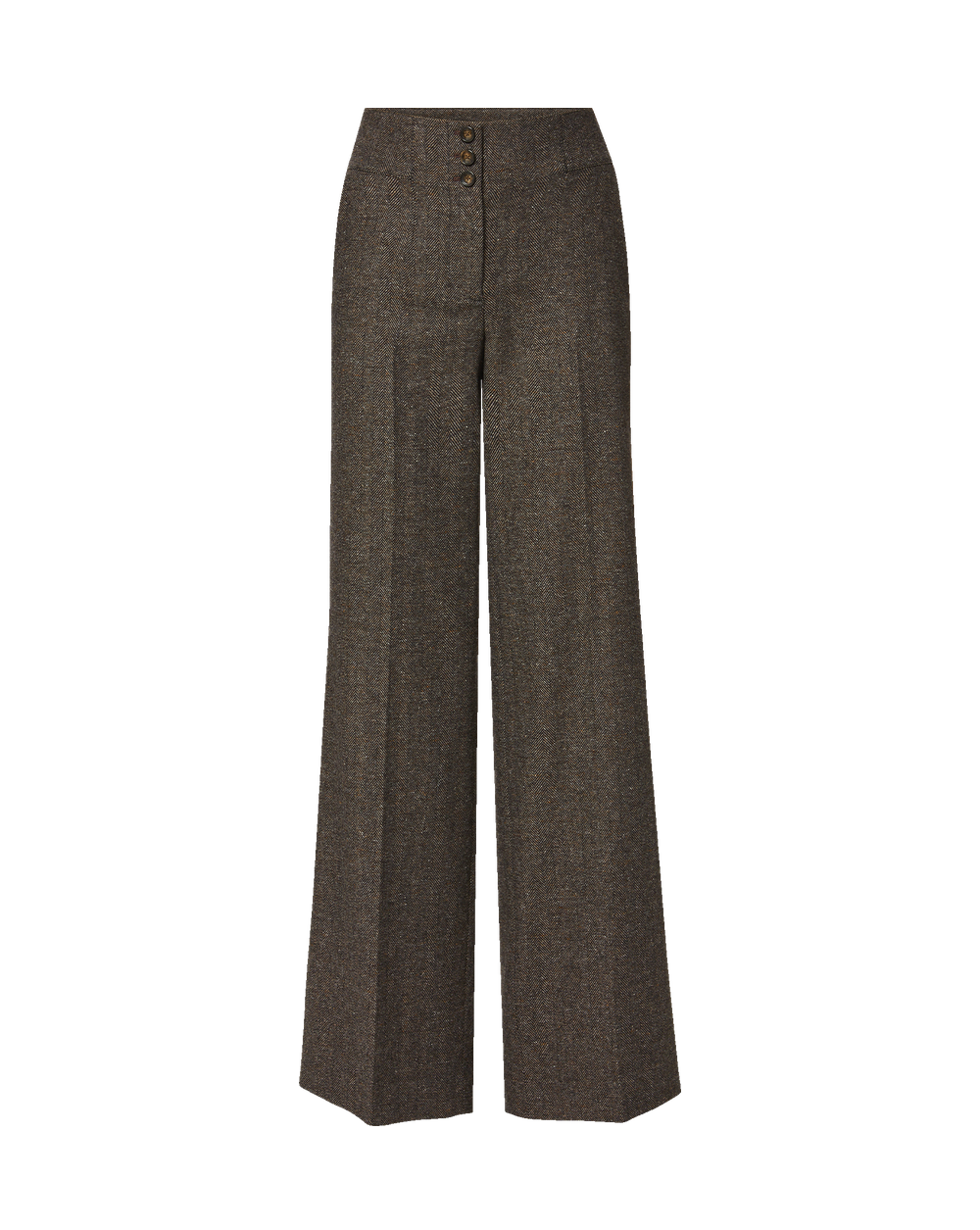Veronica Beard Brown tweed wide-leg pants with buttons.