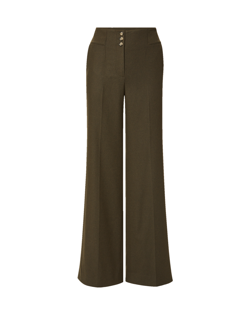 Veronica Beard Olive green wide leg wool trousers.