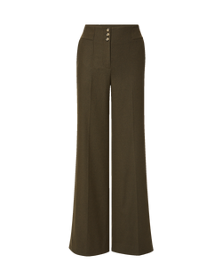 Veronica Beard Olive green wide leg wool trousers.