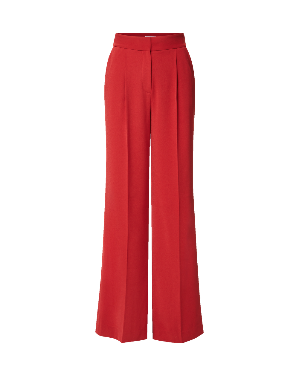 Veronica Beard Red wide-leg pleated trousers with fitted waistband.