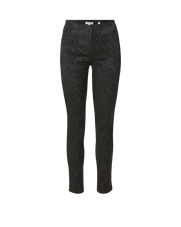 Veronica Beard Black floral jacquard skinny trousers.