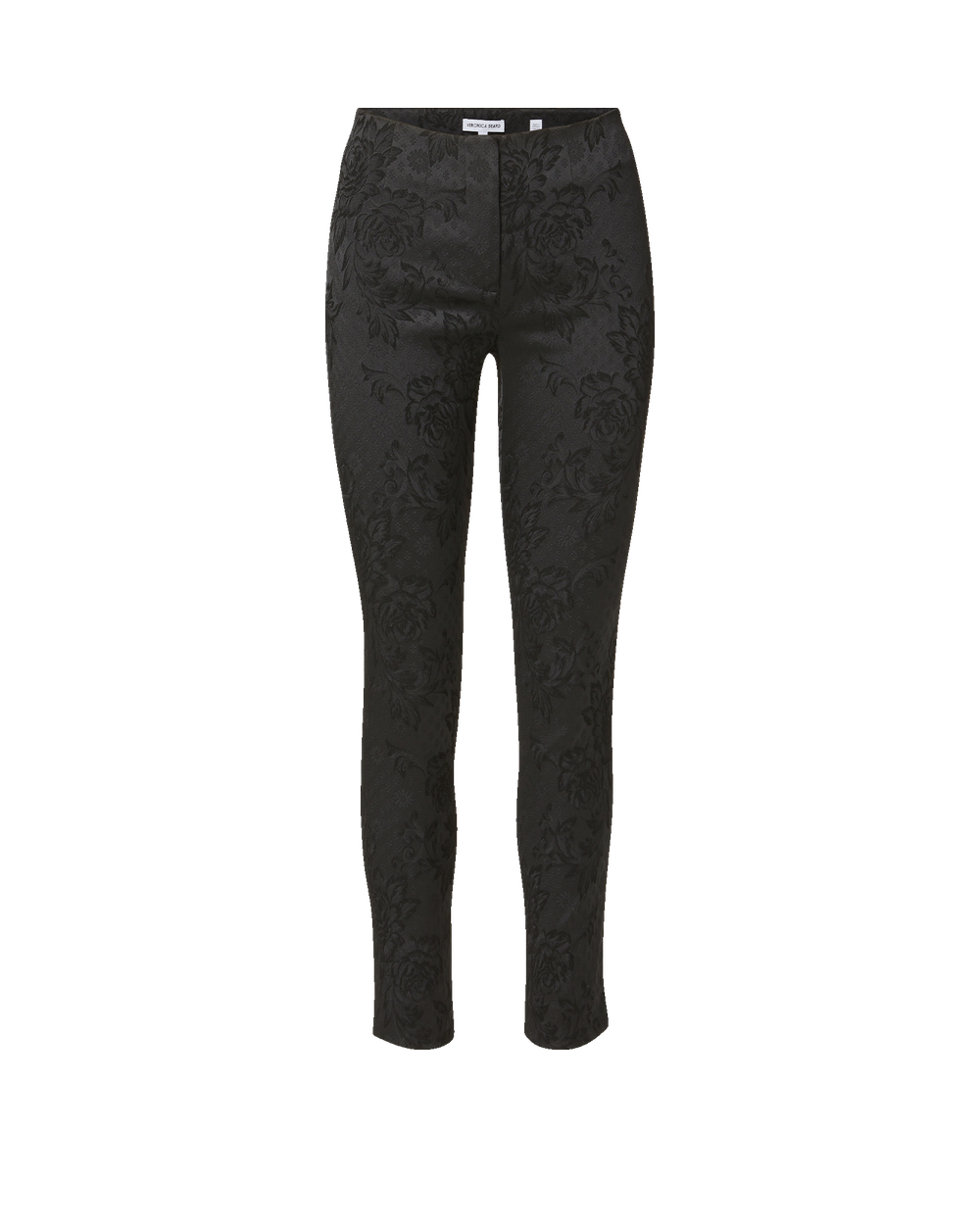 Veronica Beard Black floral jacquard skinny trousers.