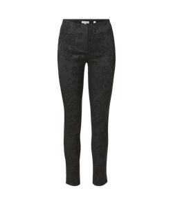 Veronica Beard Black floral jacquard skinny trousers.