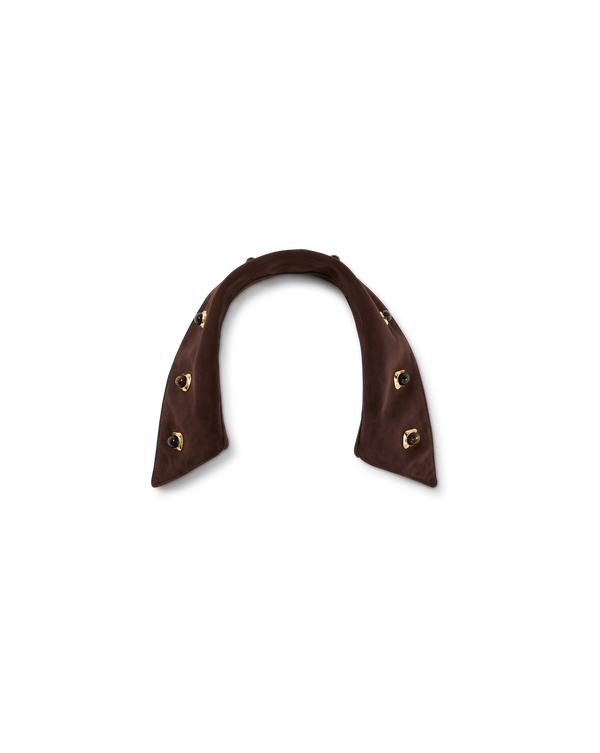 Veronica Beard Brown suede collar with gold and black studs.
