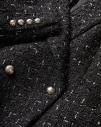 Veronica Beard Black tweed jacket with metallic silver buttons.