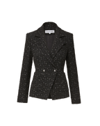 Veronica Beard Black tweed double-breasted tailored blazer jacket.