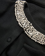 Veronica Beard Black cardigan with crystal-embellished collar.