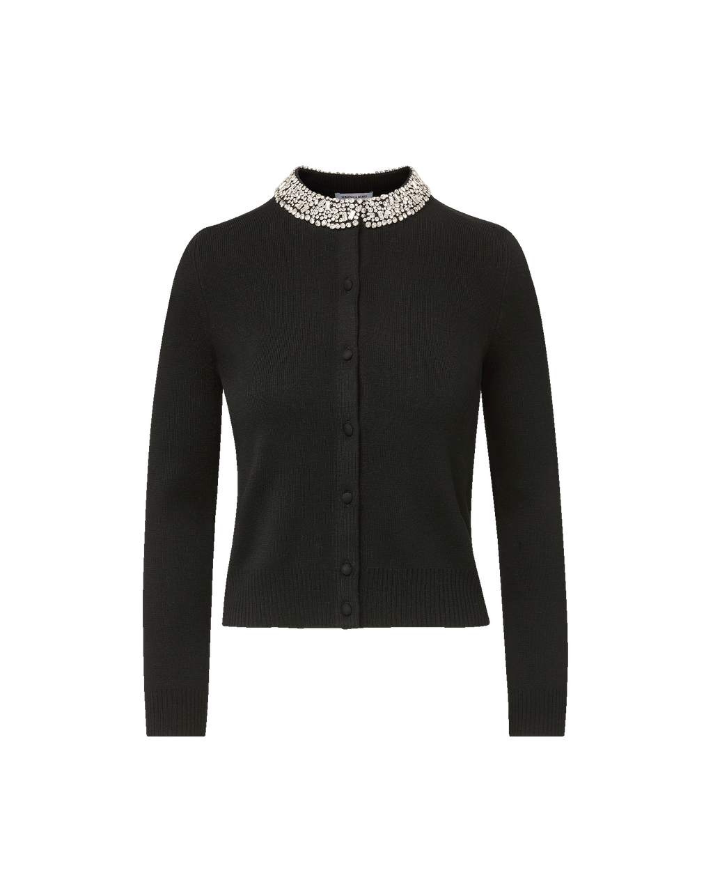 Veronica Beard Black knit cardigan with jeweled collar.