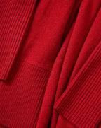 Veronica Beard Red knit cardigan with ribbed trim.