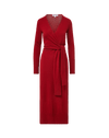 Veronica Beard Red knit wrap dress with waist tie.