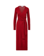 Veronica Beard Red knit wrap dress with waist tie.