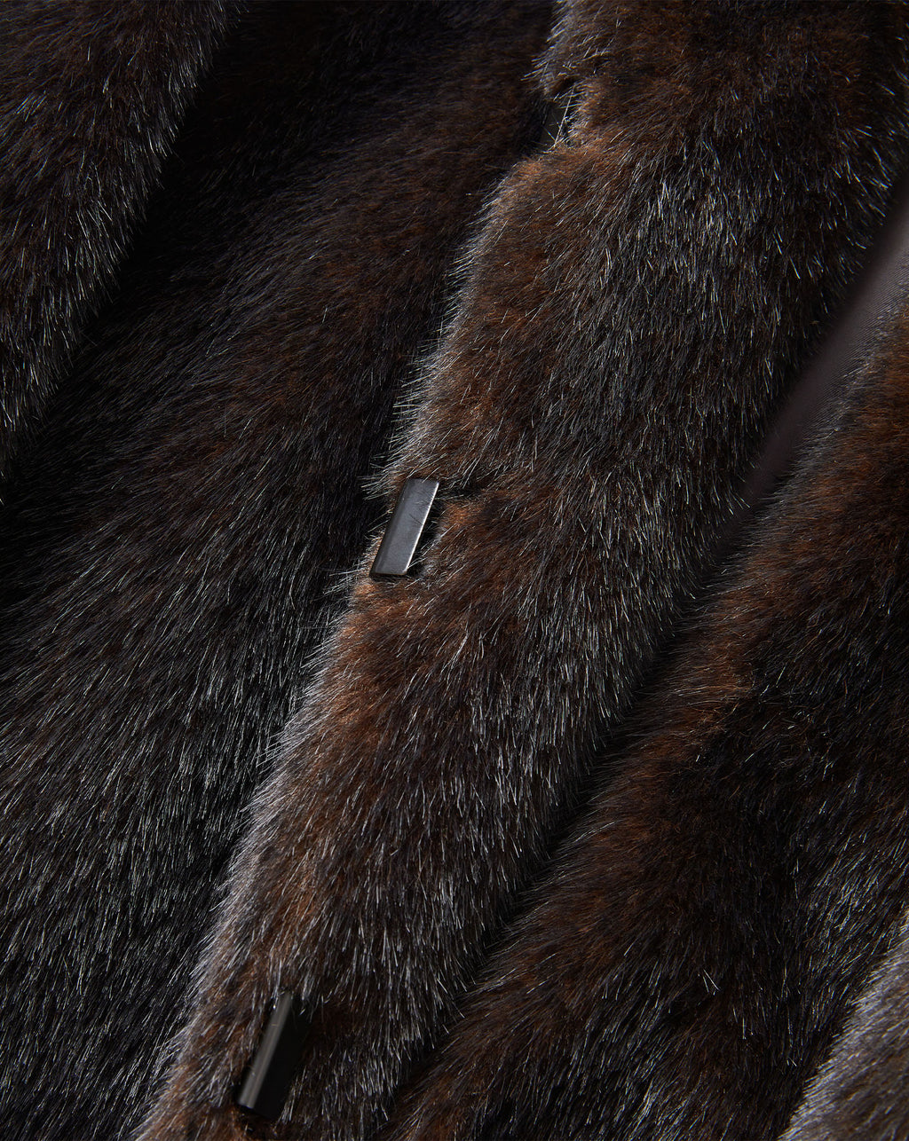 Veronica Beard Brown fur coat with metallic closure.