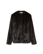 Veronica Beard Brown faux fur collarless jacket.