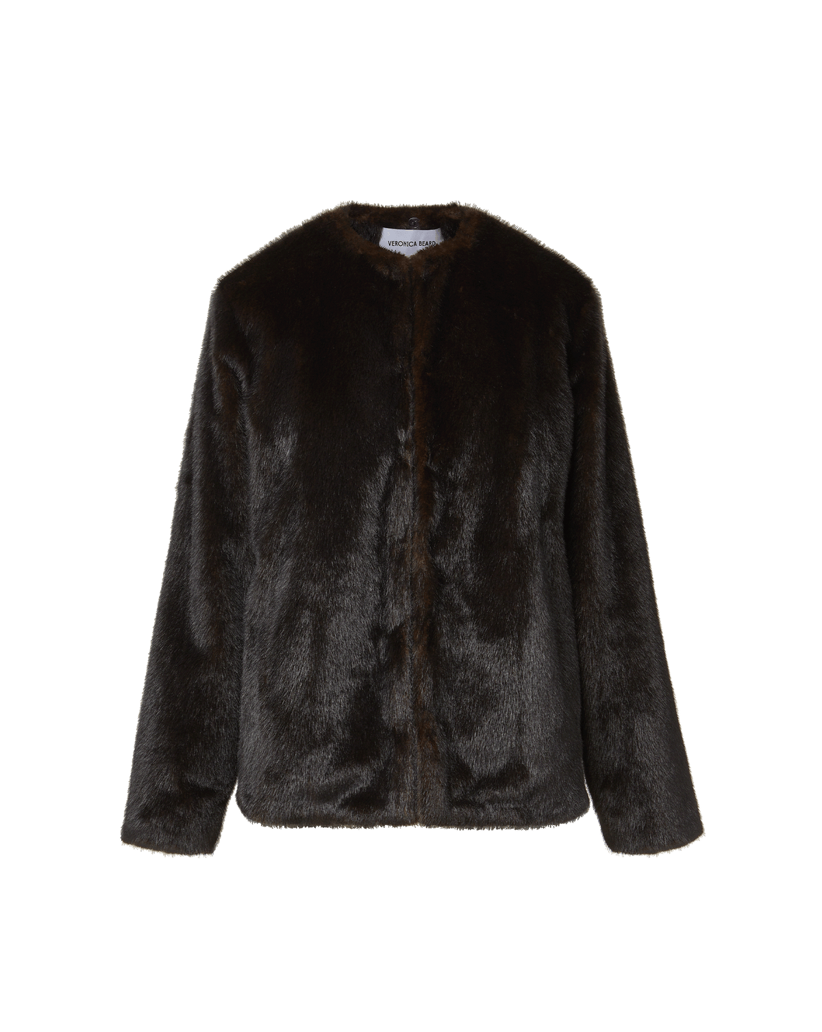 Veronica Beard Brown faux fur collarless jacket.