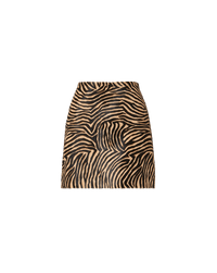 Veronica Beard Brown zebra-print calf hair mini skirt.